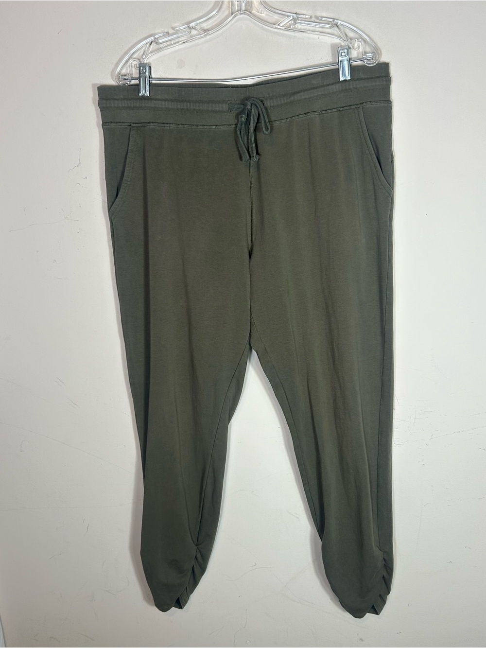 PACT Organic Cotton Cinched Hem Joggers XL Green Elastic Waist